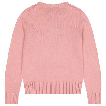 Girls Pink Polo Bear Logo Knitted Sweatshirt