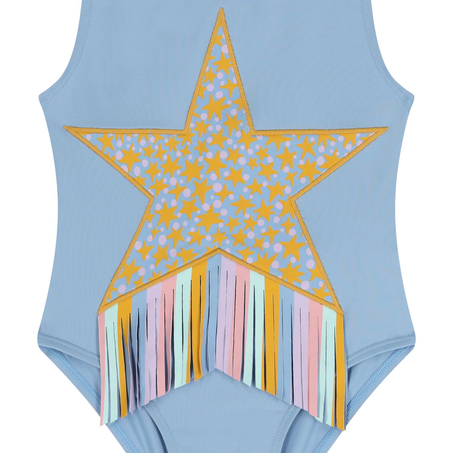 Girls Blue Star Swimsuit, 1, hi-res