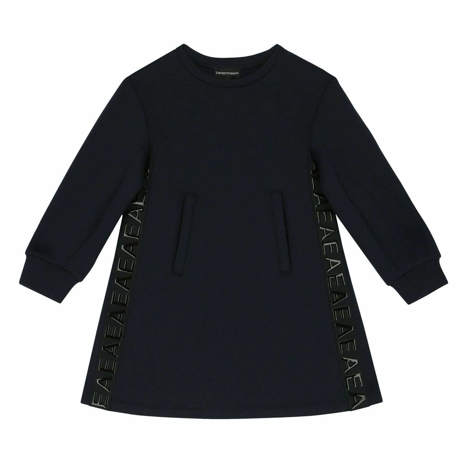 Girls Navy Logo Sweatshirt Dress, 1, hi-res