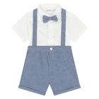 Younger Boys White & Blue Shorts Set, 2, hi-res