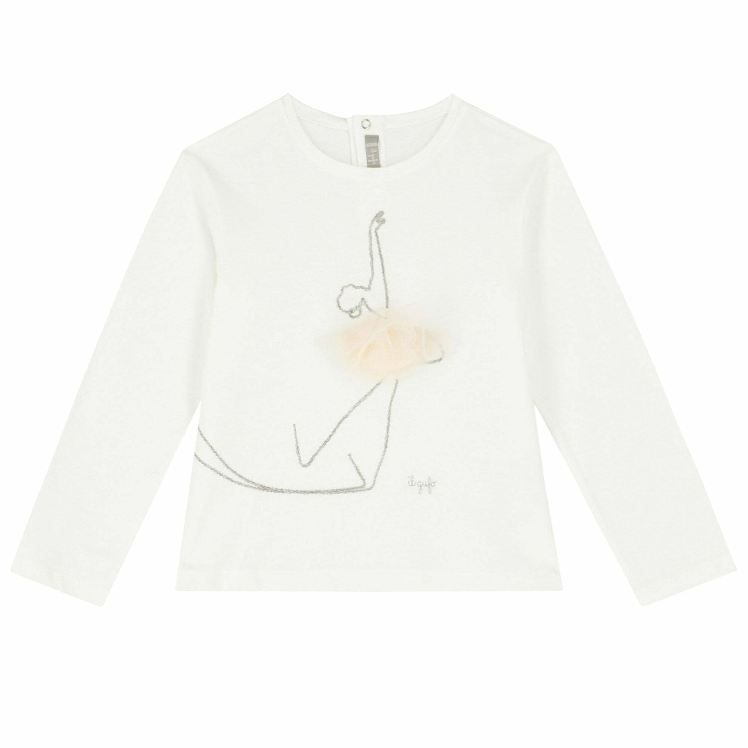 Girls Ivory Ballerina Long Sleeve Top, 1, hi-res image number null