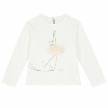 Girls Ivory Ballerina Long Sleeve Top