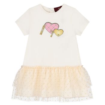 Younger Girls Ivory Hearts Dress