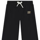 Girls Black Logo Trousers, 1, hi-res