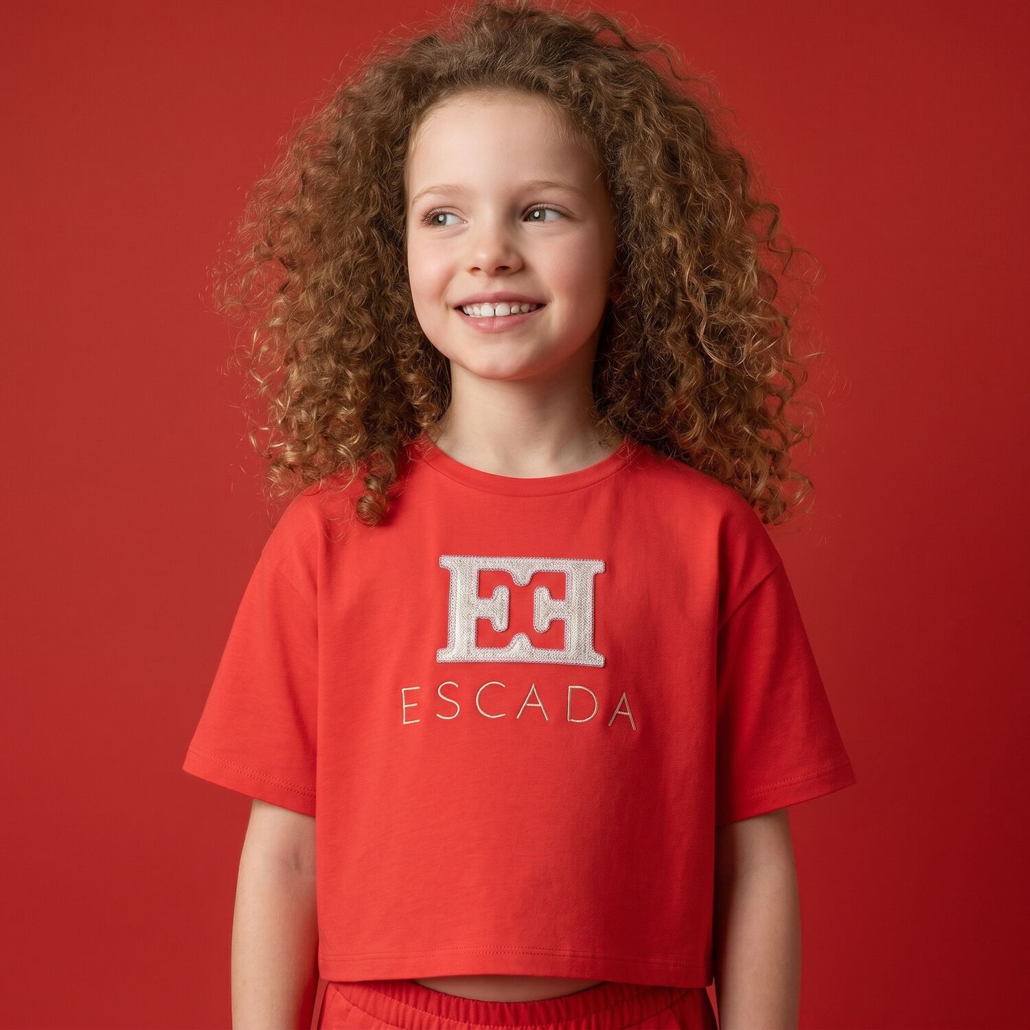 Girls Red Logo T-Shirt, 3, hi-res