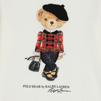 Girls Ivory Polo Bear Long Sleeve Top