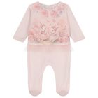Baby Girls Pink Bunnies Babygrow, 1, hi-res