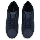 Boys Navy Blue & White Logo Trainers, 1, hi-res