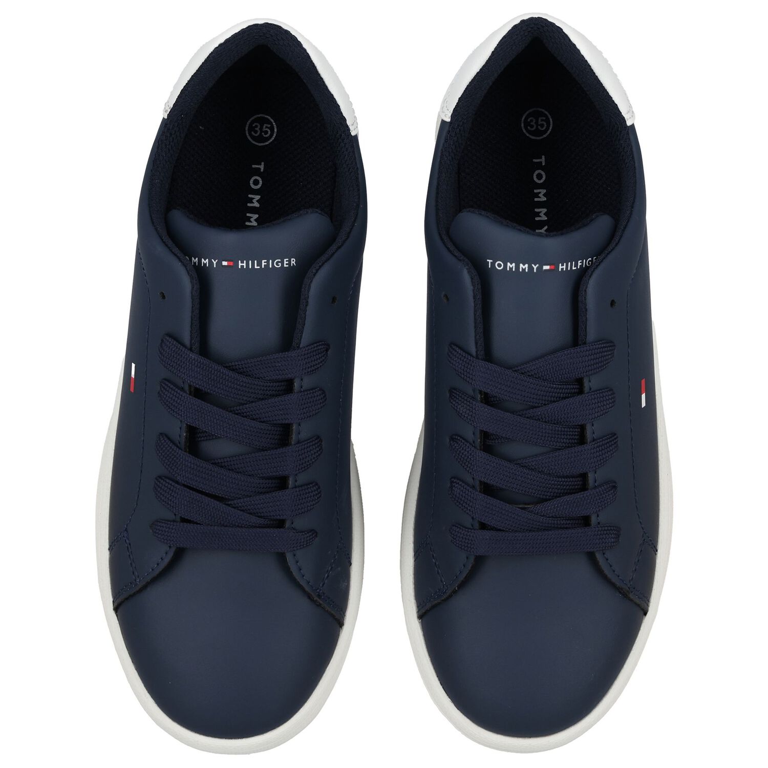 Boys Navy Blue & White Logo Trainers, 1, hi-res