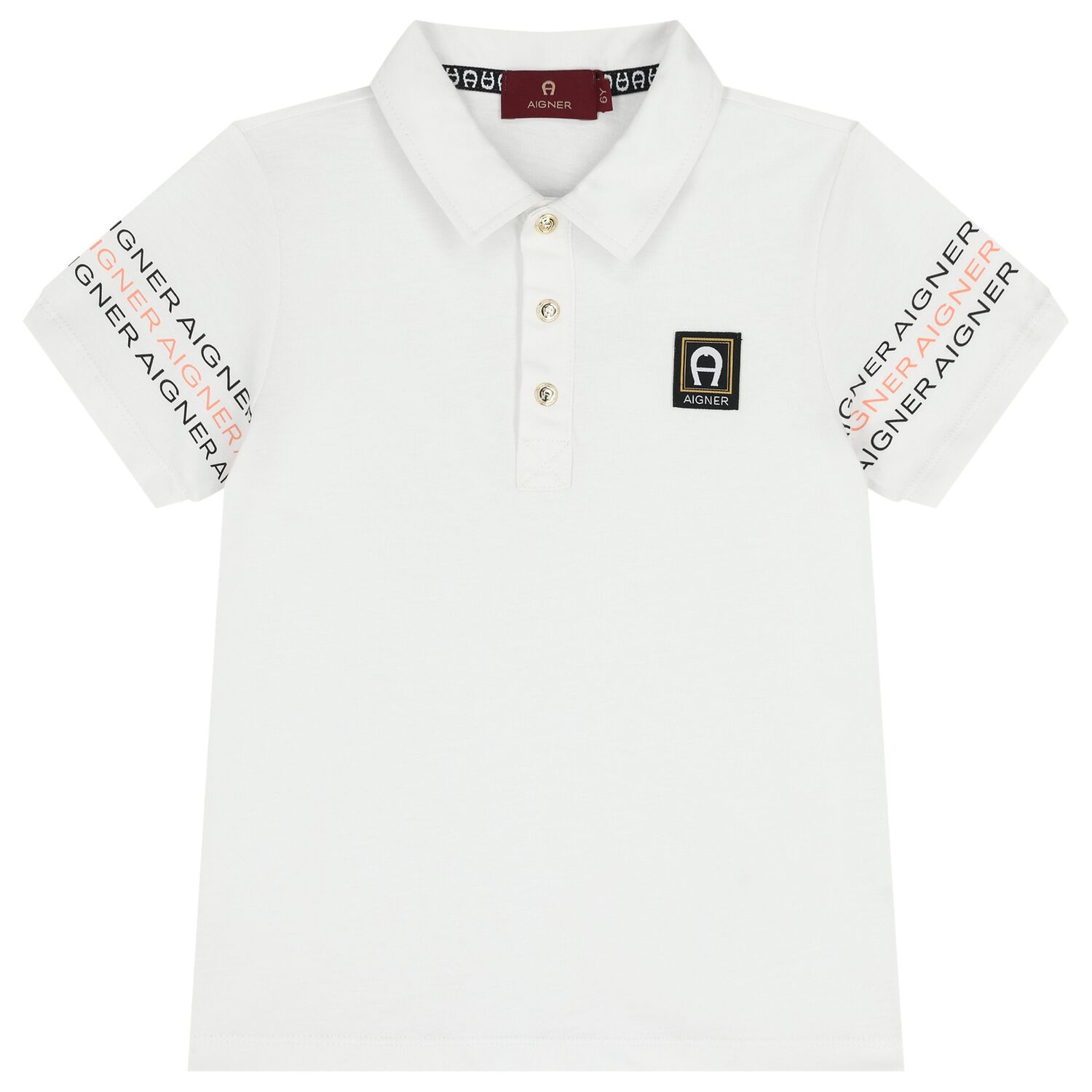 Boys White Logo Polo Shirt, 1, hi-res