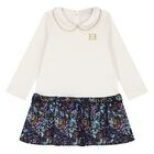 Younger Girls Ivory Logo Dress, 1, hi-res