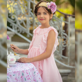 Girls Pink Ruffled Dress