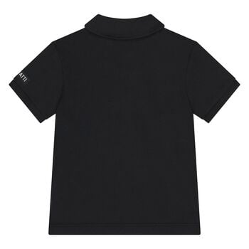 شيرت بولو للأولاد بالشعار باللون الأبيض والأسود