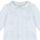 Baby Boys Blue Striped Collar Babygrow, 4, hi-res