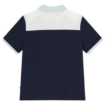 Boys Navy Blue Logo Polo Shirt, 2 Boys Navy Blue Logo Polo Shirt