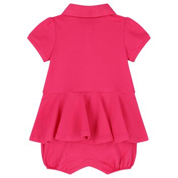 Baby Girls Pink Logo Polo Romper