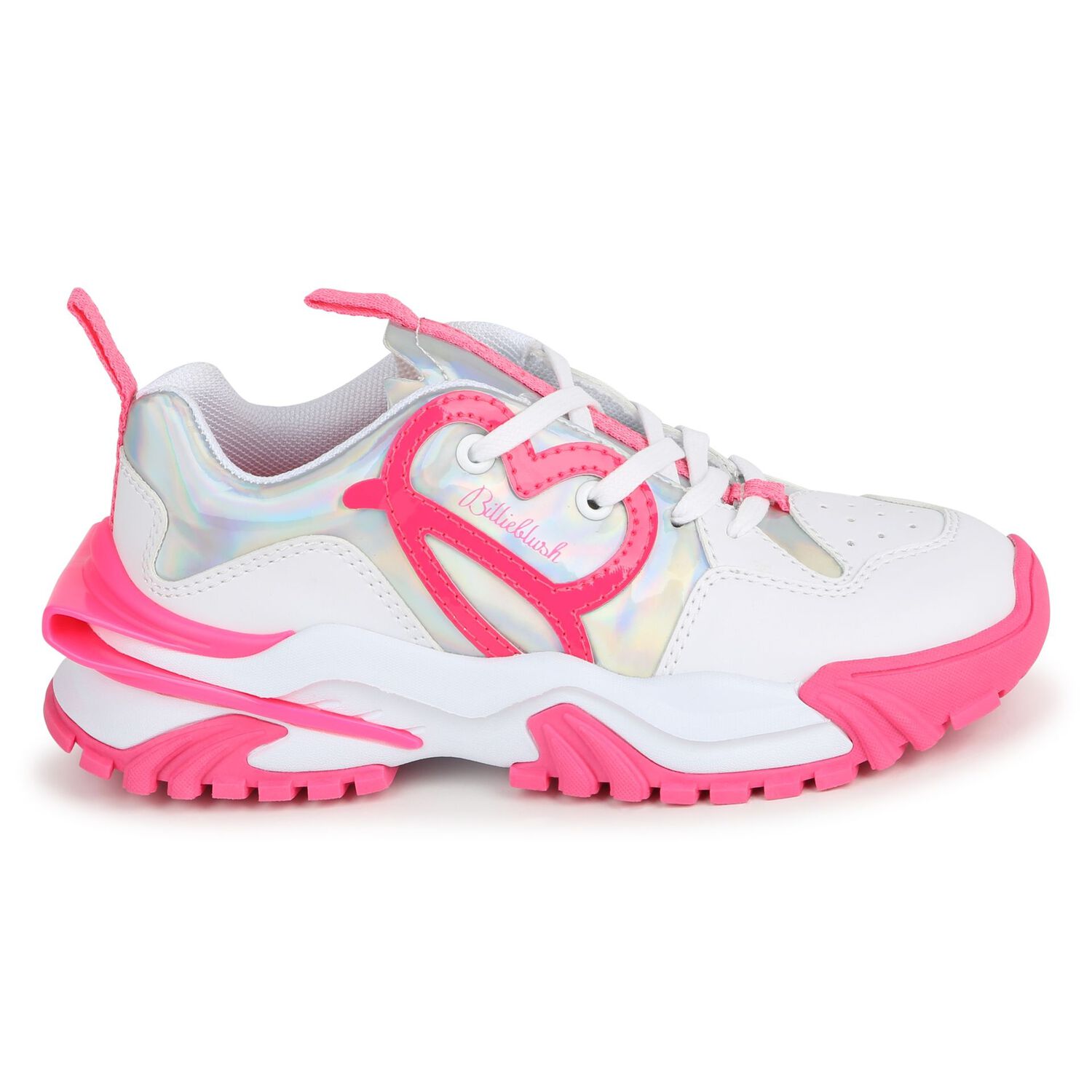 Girls White & Pink Logo Trainers, 1, hi-res image number null