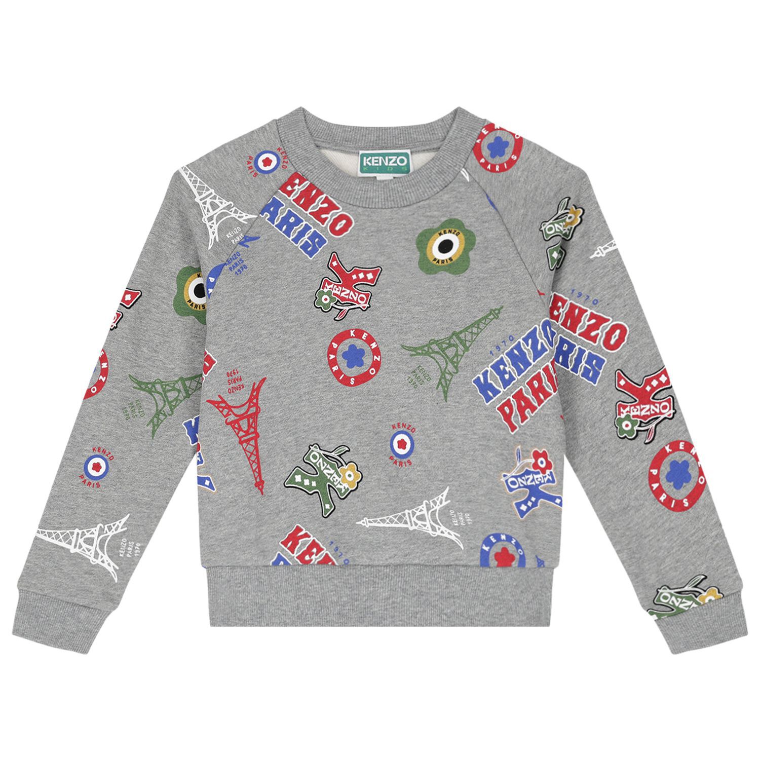Kenzo Sweater Grey Kids Kenzo Kids Embroidered Pearl Pale Grey