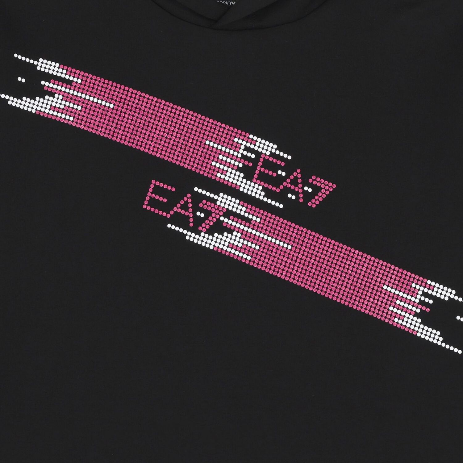 توب بنات هودي بغطاء للرأس بالشعار باللون الأسود , 1, hi-res