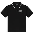 Boys Black Logo Polo Shirt, 4, hi-res