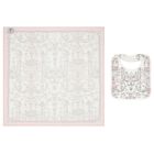 Baby Girls White & Pink Toile de Jouy Carr&eacute; Swaddle & Bib Gift Set, 1, hi-res
