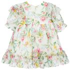 Younger Girls White Floral Chiffon Dress, 2, hi-res
