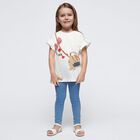 Girls Ivory & Blue Bag Leggings Set, 1, hi-res