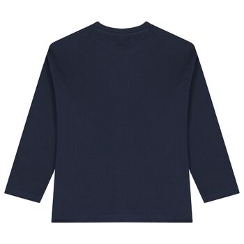 Boys Navy Blue Glow In The Dark Robot Long Sleeve Top