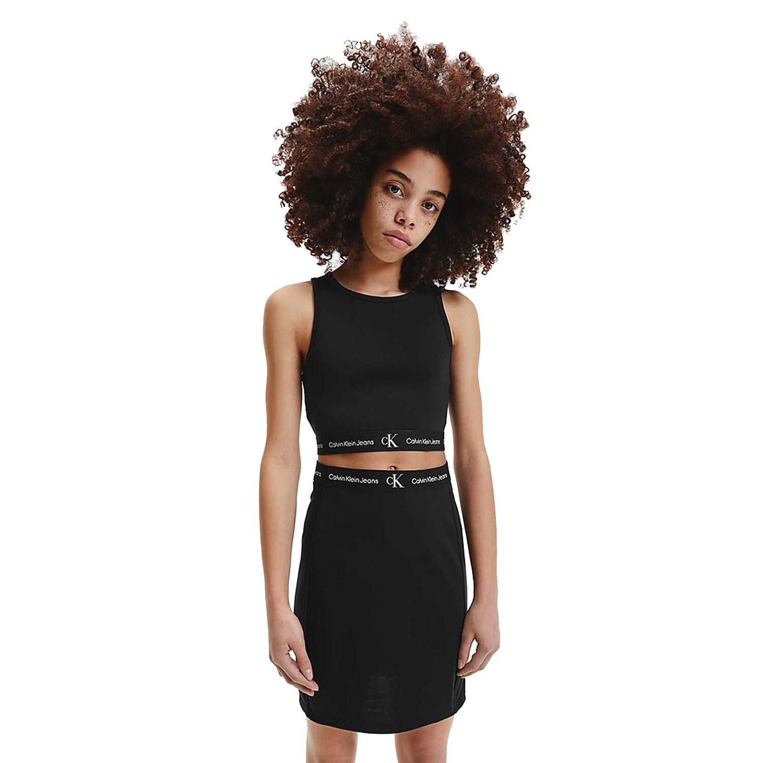 Girls Black Logo Sleeveless Top, 1, hi-res