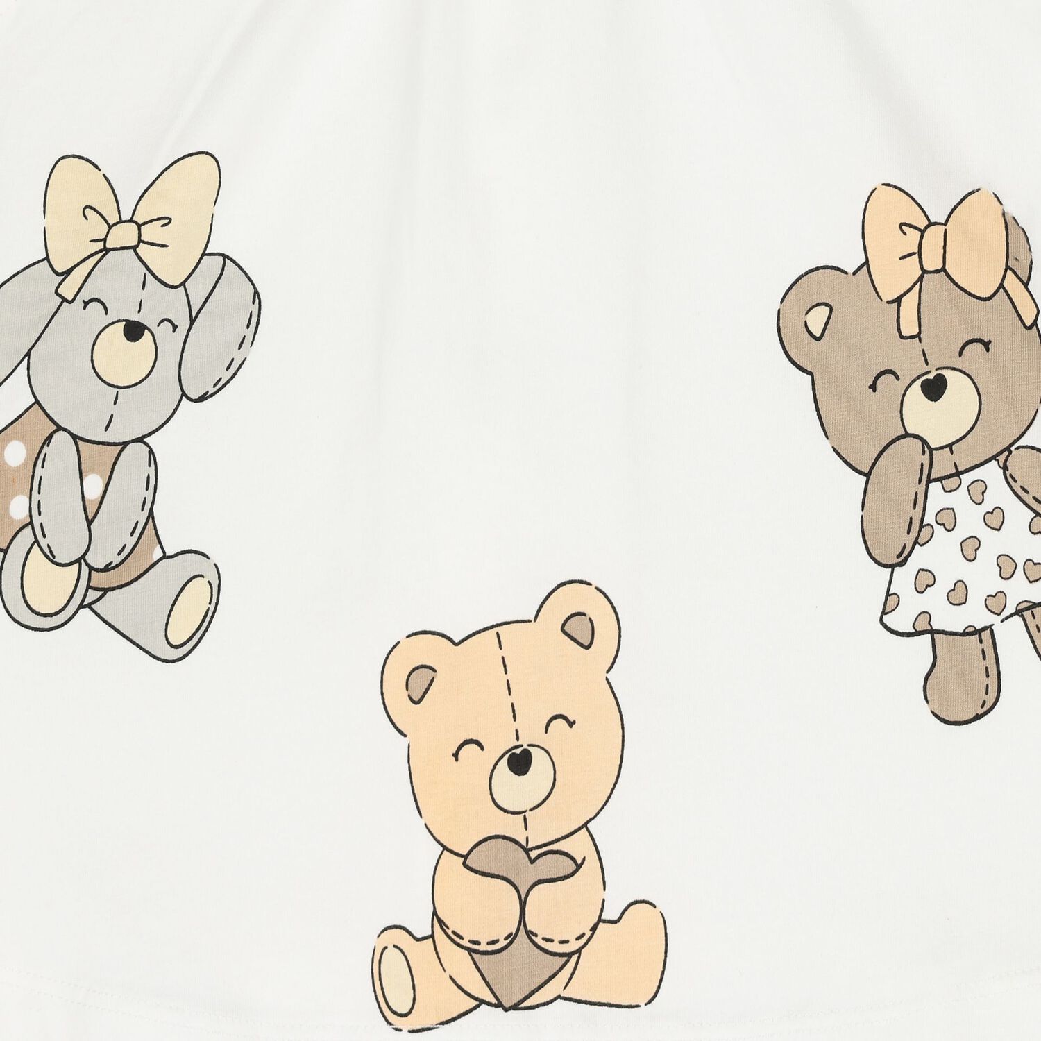 Baby Girls White Cotton Teddy Bear Dress, 1, hi-res image number null