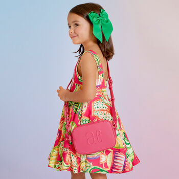 Girls Pink Logo Faux Leather Bag