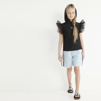 Girls Black Tulle T-Shirt