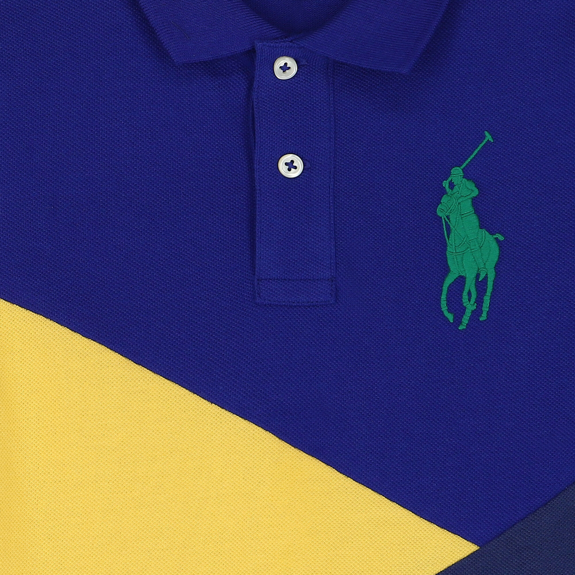 Yellow polo shirt with blue horse clearance