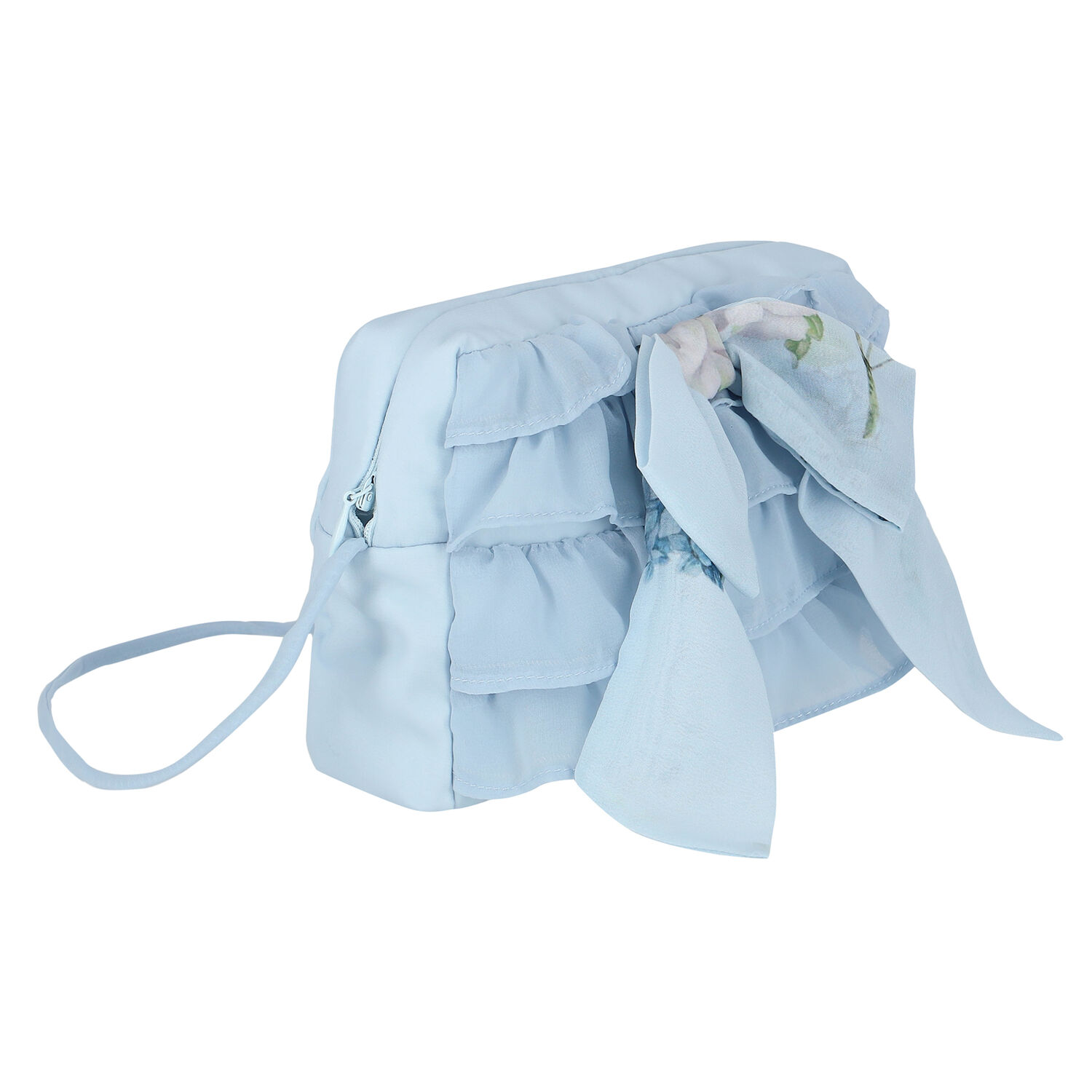 Girls Blue Chiffon Handbag, 2, hi-res