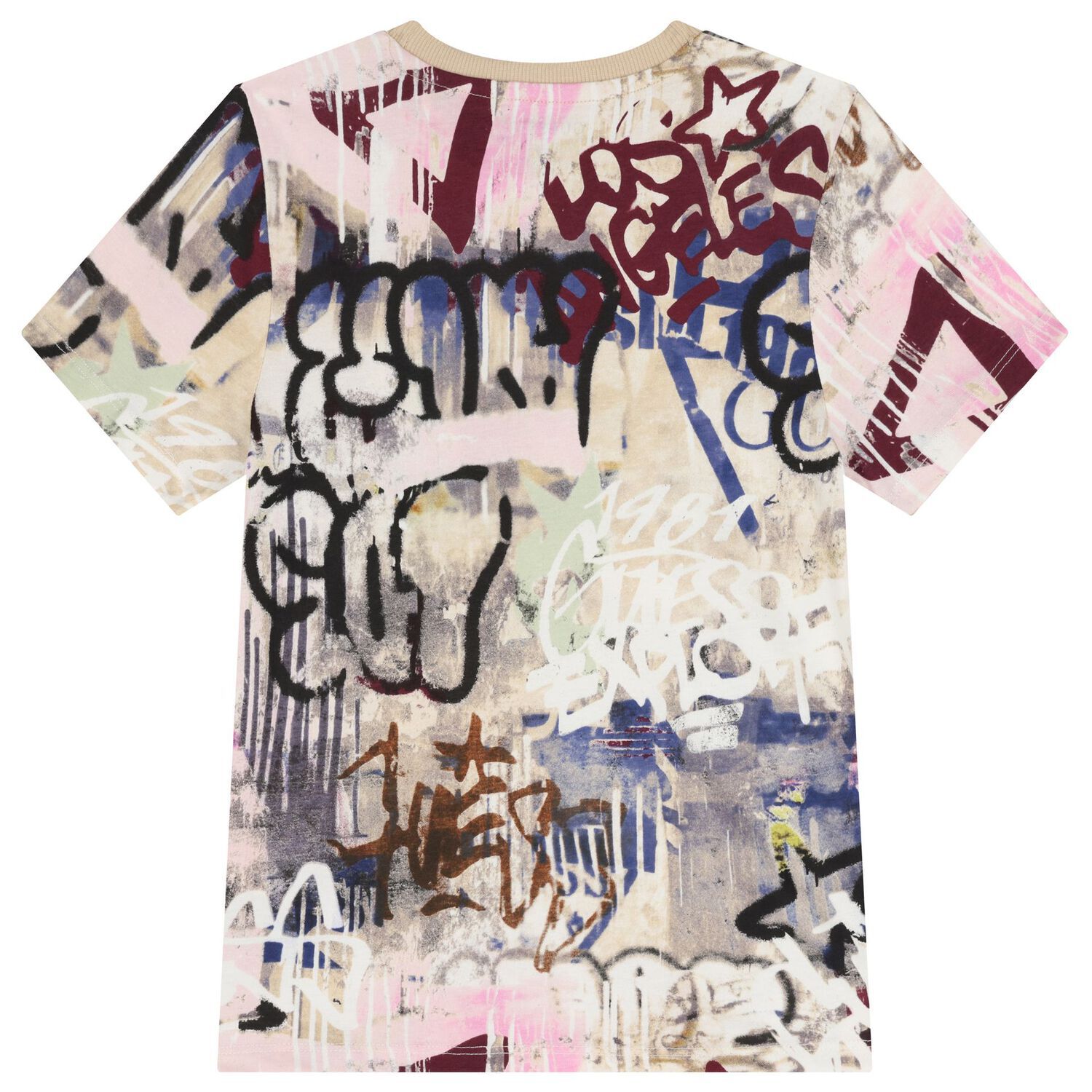 تيشرت اولاد بالشعار باللون البيج , 1, hi-res