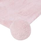 Baby Girls Pink Faux Fur & Pom-Pom Blanket, 2, hi-res