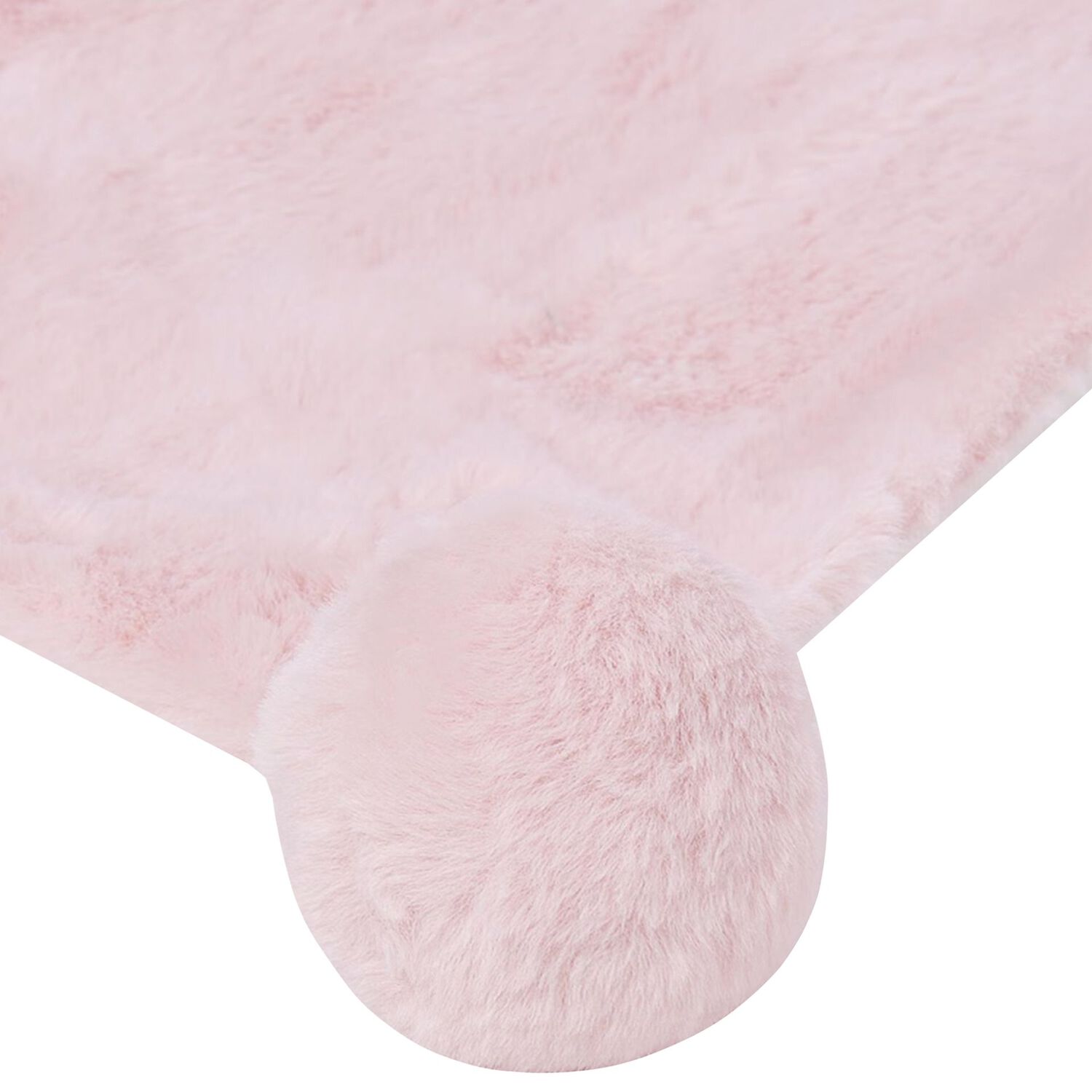 Baby Girls Pink Faux Fur & Pom-Pom Blanket, 2, hi-res