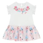 Younger Girls White & Pink Floral Dress , 1, hi-res