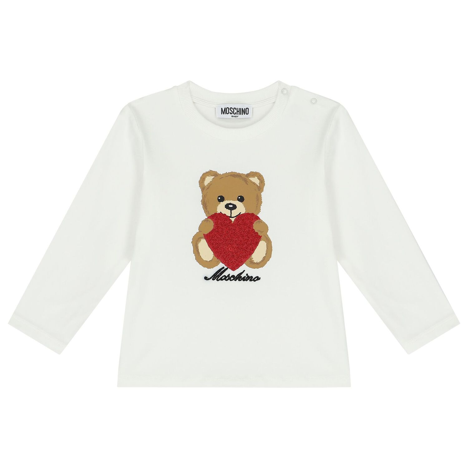 طقم ليغينز بنات بشعار تيدى والقلوب باللون العاجى والأسود, 1, hi-res