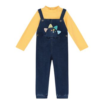 Baby Boys Yellow & Blue Denim Dungaree Set
