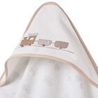 Baby Boys White & Beige Hooded Towel, 1, hi-res