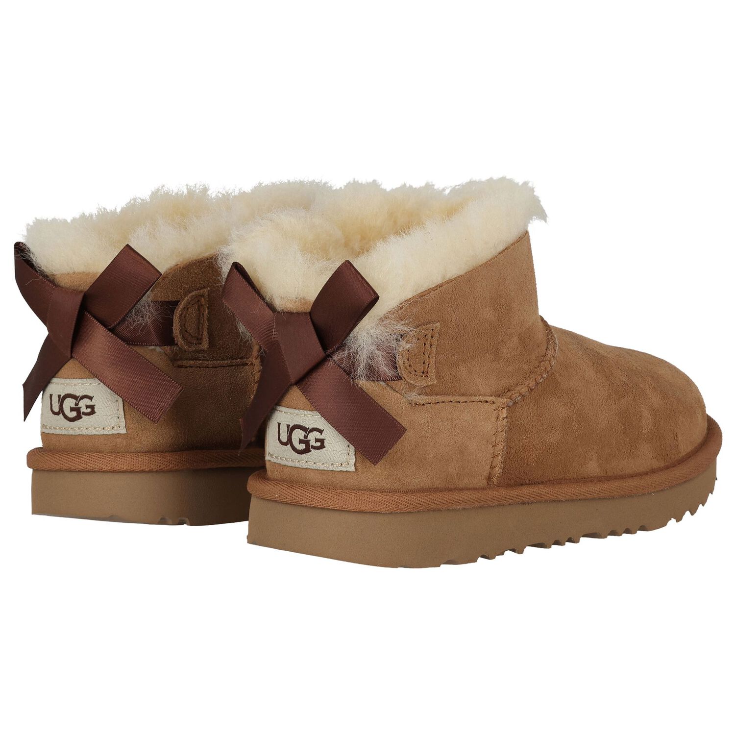 Girls Beige Ultra Mini Bailey Bow Boots, 2, hi-res