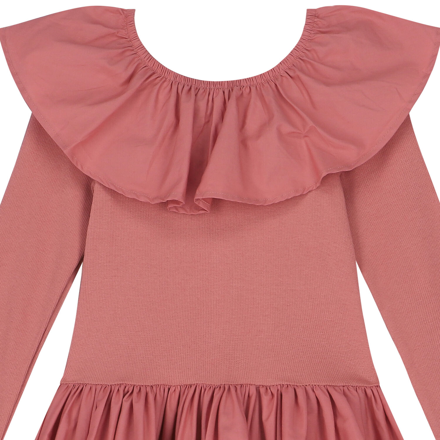 فستان بنات بأكمام مكشكش باللون الوردي, 4, hi-res