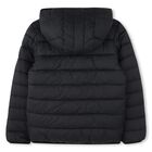 Boys Black Logo Puffer Jacket, 1, hi-res