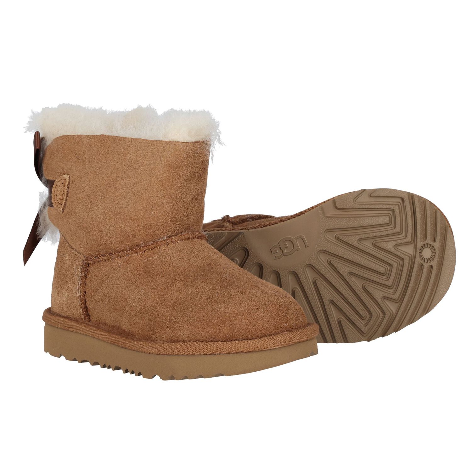 Younger Girls Chestnut Brown Mini Bailey Bow II Suede Boots, 2, hi-res