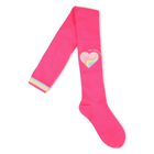 Girls Pink Heart Tights, 1, hi-res