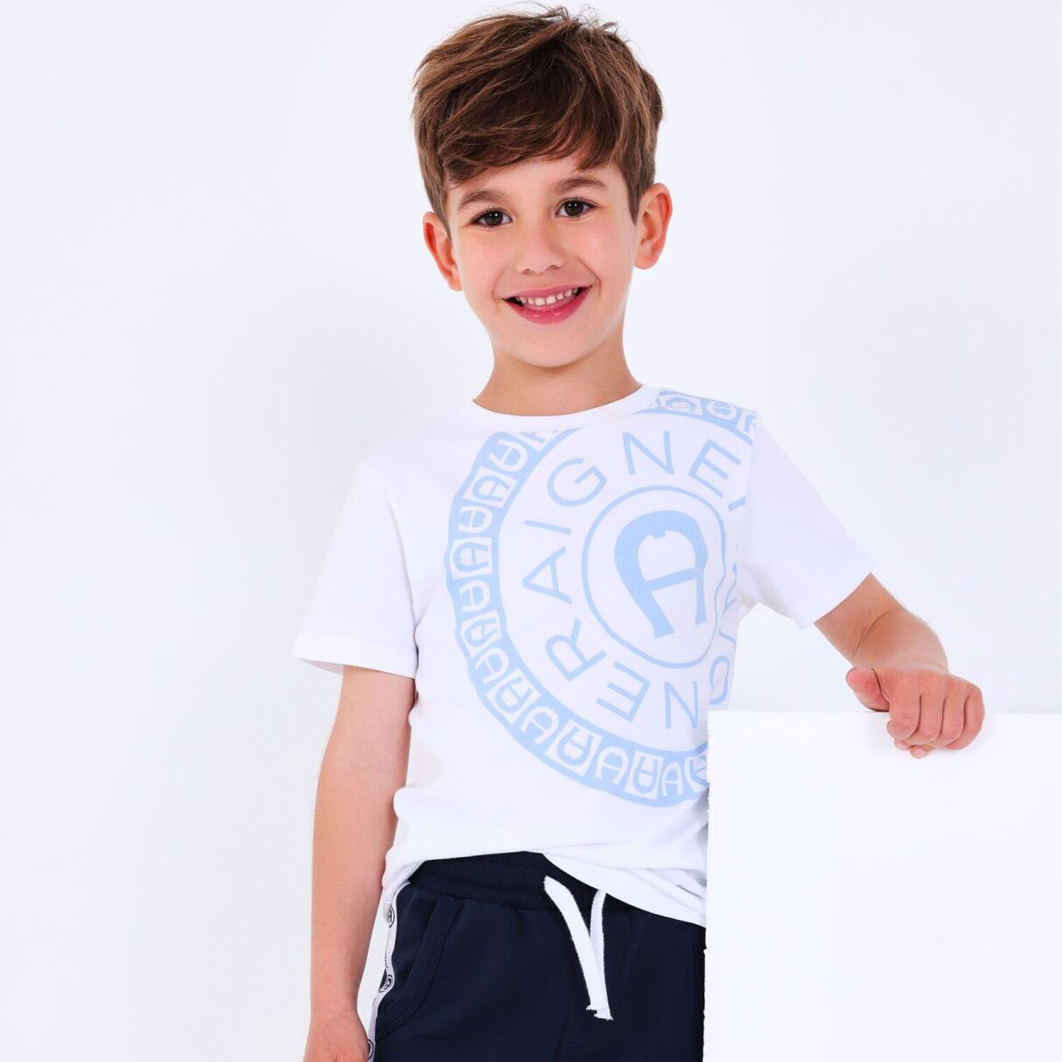 Boys White Logo T-Shirt, 1, hi-res