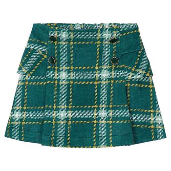 Girls Green Plaid Skirt