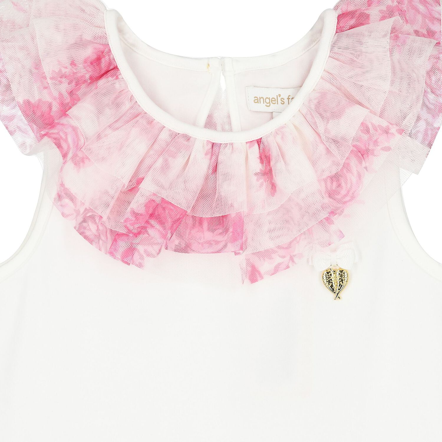 Girls White & Pink Ruffle Top, 1, hi-res image number null