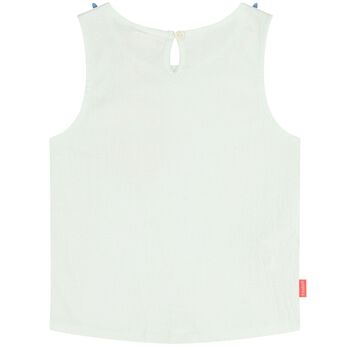 Girls White 3D Flower Sleeveless Top